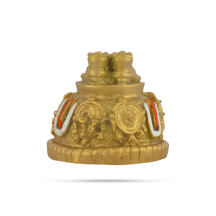 Vishnu Padham With Shankh Chakra Namam Design Base - 1.5 x 1.75 Inches | Resin & Gold Polish Paduka for Pooja - Pooja Box & Paduka