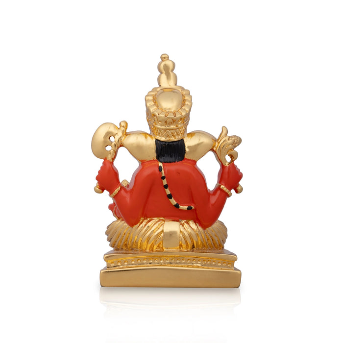 Mukut Ganesh Murti - 4.5 x 3 Inches | Ceramic Sculpture/ Vinayaka Statue/ Ganpati Idol for Pooja/ 250 Gms