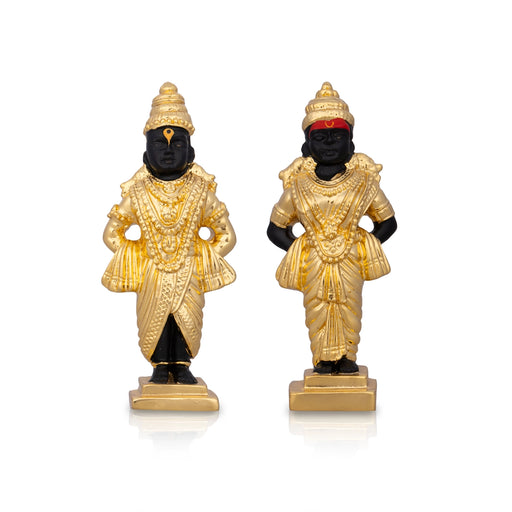 Panduranga Rukmini Pair - 4 x 1.5 Inches | Ceramic Sculpture/ Rukmini Panduranga/ Panduranga And Rukmini for Pooja - Fibre Murties