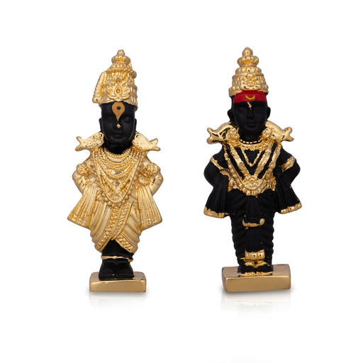 Panduranga Rukmini Pair - 3 x 1 Inches | Ceramic Sculpture/ Rukmini Panduranga/ Panduranga And Rukmini for Pooja - Fibre Murties