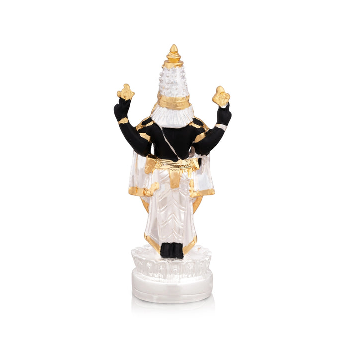 Vishnu Murti Standing On Lotus - 5 x 2.25 Inches | Resin Statue/ Silver Polish Venkateswara Swamy Idol for Pooja - Fibre Murties