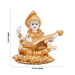 Saraswati Murti - 3 x 2.5 Inches | Metal Gold Polish Saraswathy Idol/ Sitting Saraswati Moorti for Pooja - Aluminium Murties