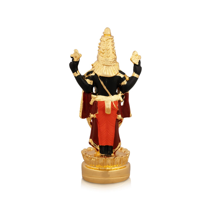 Vishnu Murti Standing On Lotus - 5 x 2.25 Inches | Gold Polish Balaji Murti/ Resin Balaji Idol for Pooja