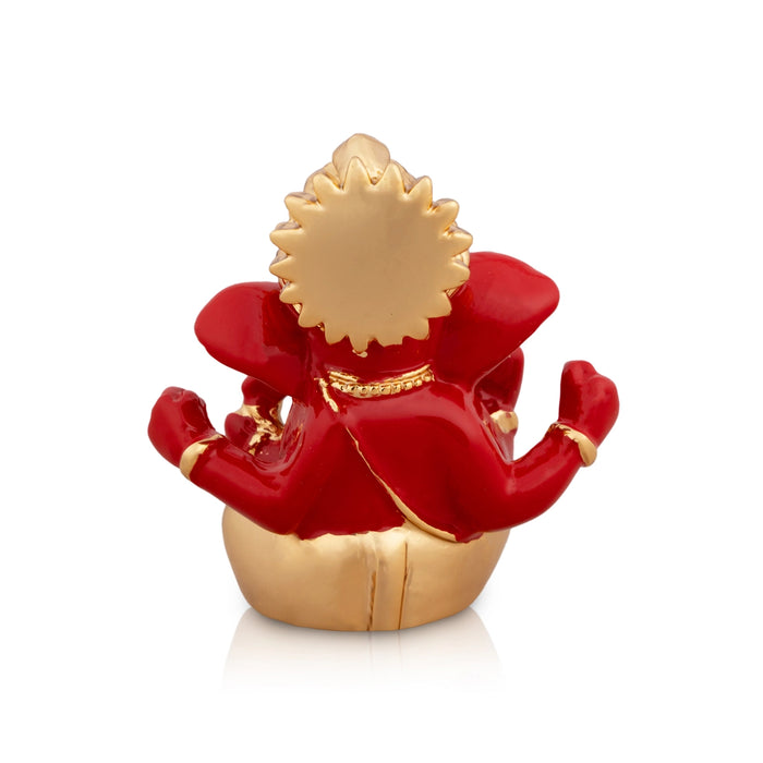 Ganesh Murti - 2 x 1.75 Inches | Metal Gold Polish Ganpati Idol/ Sitting Vinayaka Statue for Pooja