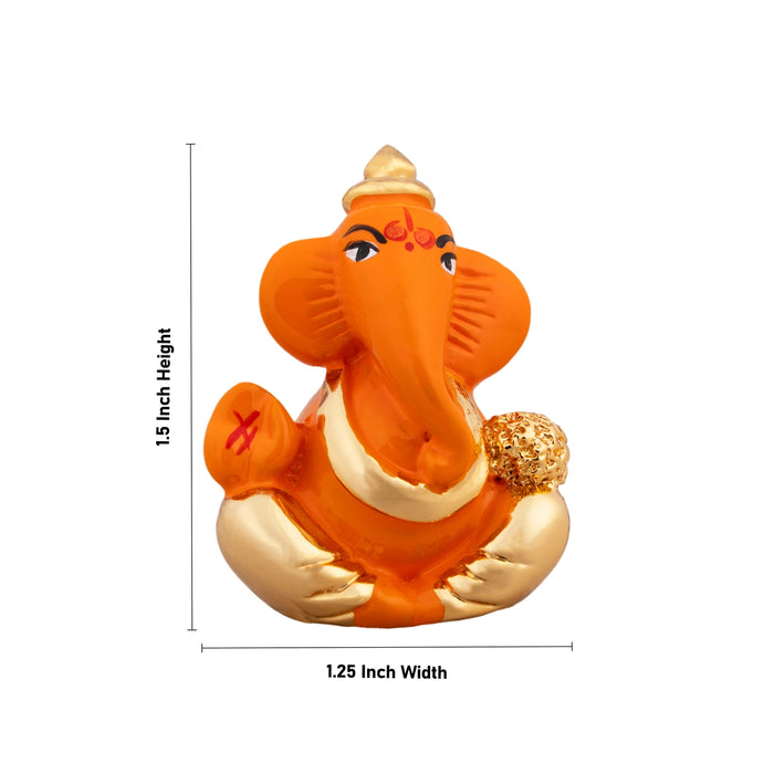 Ganesh Murti - 1.5 x 1.25 Inches | Metal Gold Polish Ganpati Murti/ Sitting Vinayaka Statue for Pooja