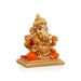 Ganesh Murti Sitting On Bajot - 2.75 x 2 Inches | Metal Gold Polish Vinayaka Statue/ Ganpati Statue for Pooja - Aluminium Murties