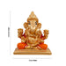 Ganesh Murti Sitting On Bajot - 2.75 x 2 Inches | Metal Gold Polish Vinayaka Statue/ Ganpati Statue for Pooja - Aluminium Murties