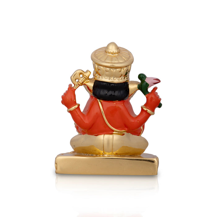 Mukut Ganesh Murti - 3 x 2 Inches | Ceramic Sculpture/ Vinayaka Statue/ Ganpati Idol for Pooja/ 85 Gms Approx