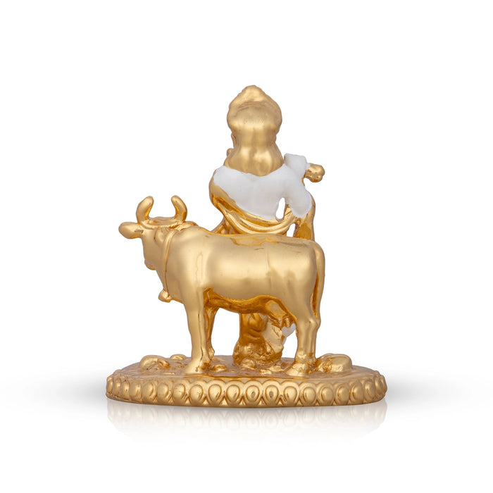 Cow Krishna Murti - 3 x 2.5 Inches | Krishna Statue/ Ceramic Sculpture for Pooja/ 70 Gms Approx