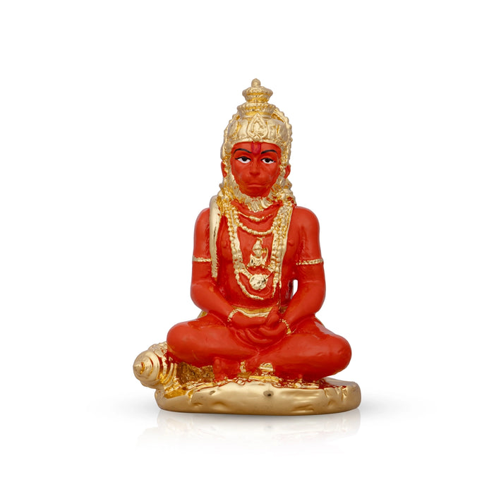 Anjaneya Statue - 5 x 3 Inches | Ceramic Sculpture/ Hanuman Statue for Pooja/ 230 Gms Approx