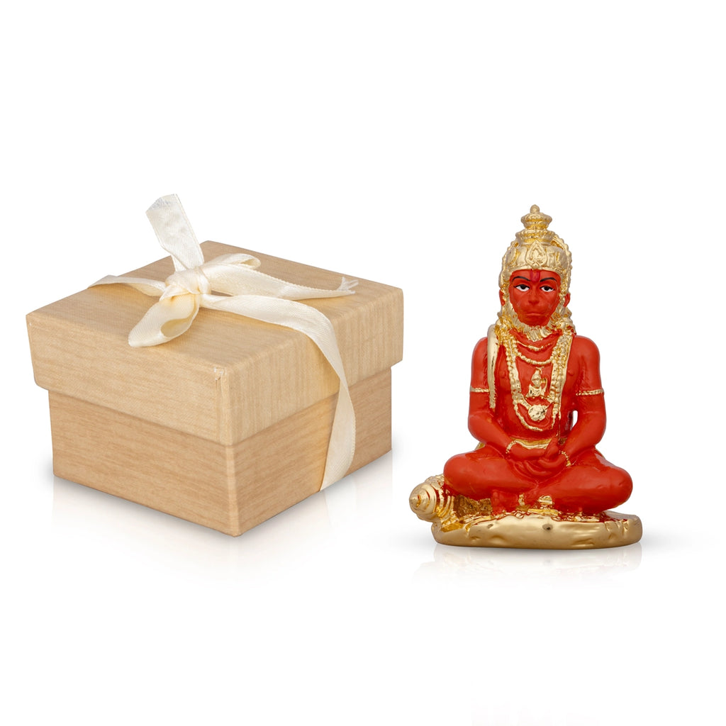 Anjaneya Statue - 5 x 3 Inches | Ceramic Sculpture/ Hanuman Statue for Pooja/ 230 Gms Approx