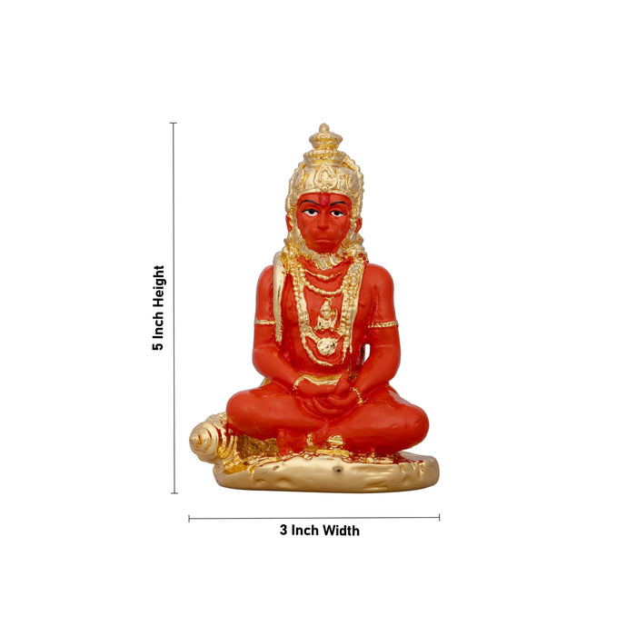 Anjaneya Statue - 5 x 3 Inches | Ceramic Sculpture/ Hanuman Statue for Pooja/ 230 Gms Approx