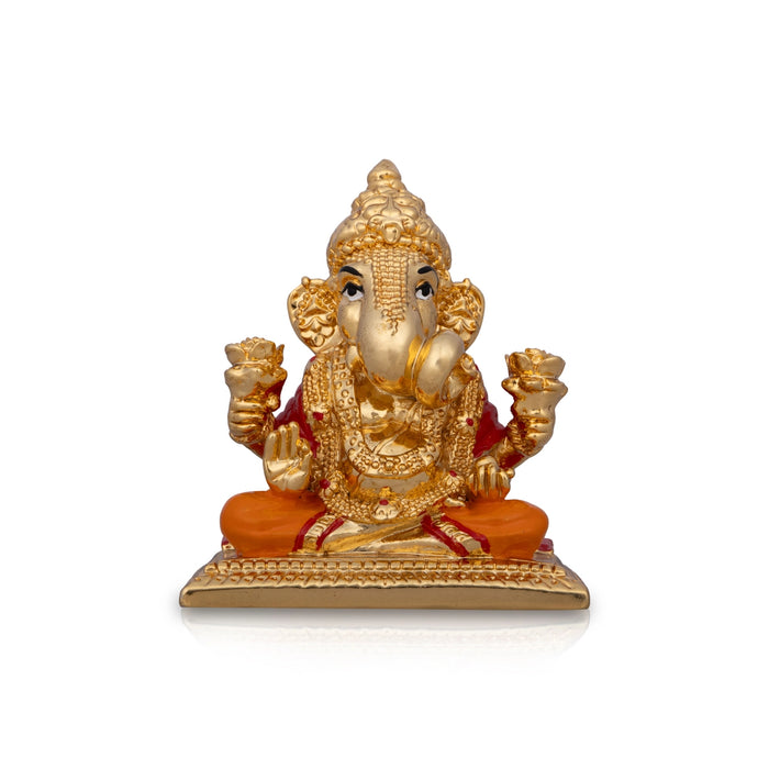 Ganesh Murti - 3 x 2.5 Inches | Ceramic Sculpture/ Ganpati Murti/ Vinayaka Statue for Pooja/ 80 Gms Approx