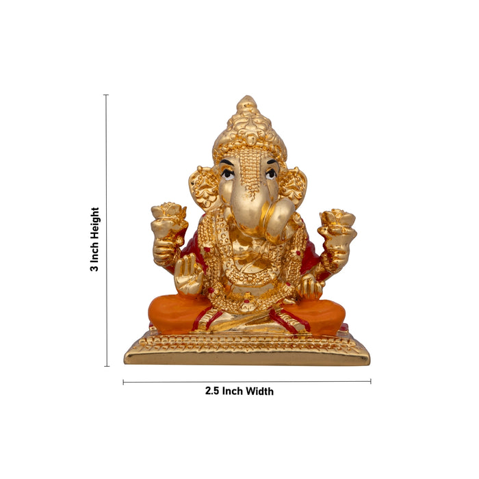 Ganesh Murti - 3 x 2.5 Inches | Ceramic Sculpture/ Ganpati Murti/ Vinayaka Statue for Pooja/ 80 Gms Approx