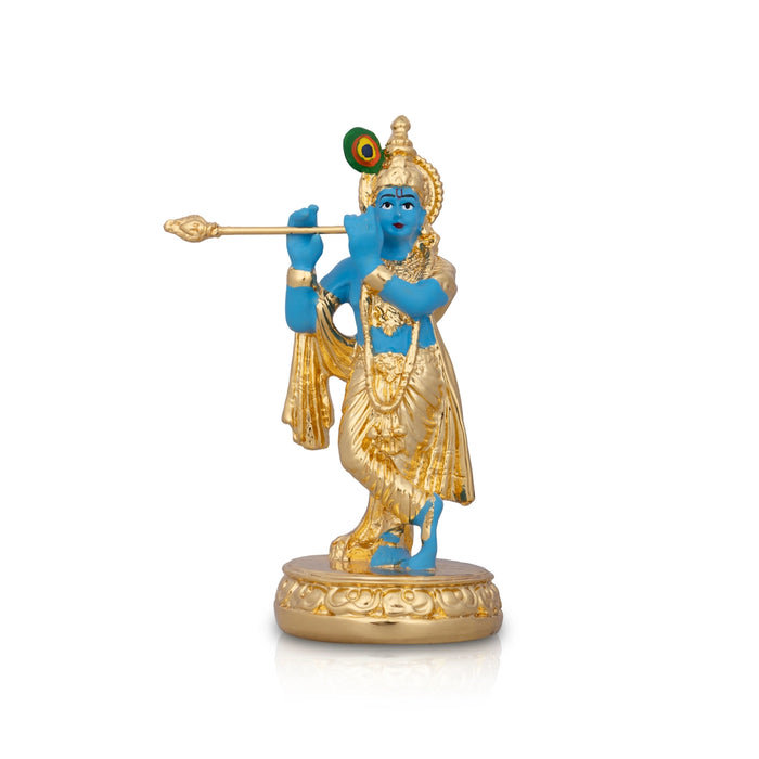 Flute Krishnan Statue - 4.5 x 1.5 Inches | Ceramic Sculpture/ Krishna Flute Statue for Pooja/ 90 Gms Approx