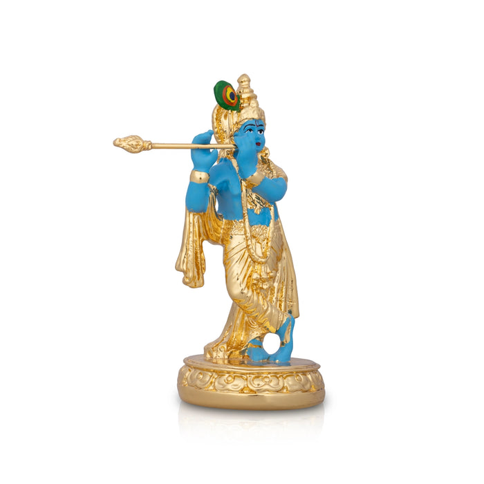 Flute Krishnan Statue - 4.5 x 1.5 Inches | Ceramic Sculpture/ Krishna Flute Statue for Pooja/ 90 Gms Approx