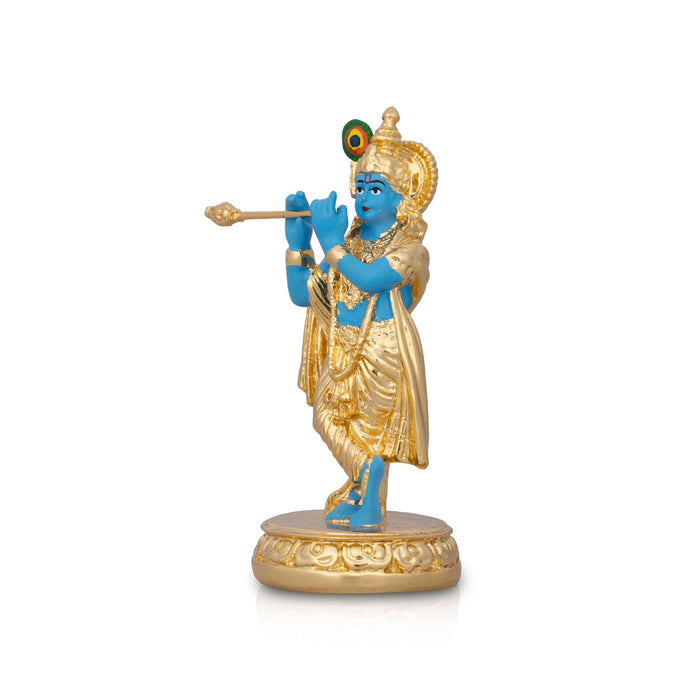 Flute Krishnan Statue - 4.5 x 1.5 Inches | Ceramic Sculpture/ Krishna Flute Statue for Pooja/ 90 Gms Approx