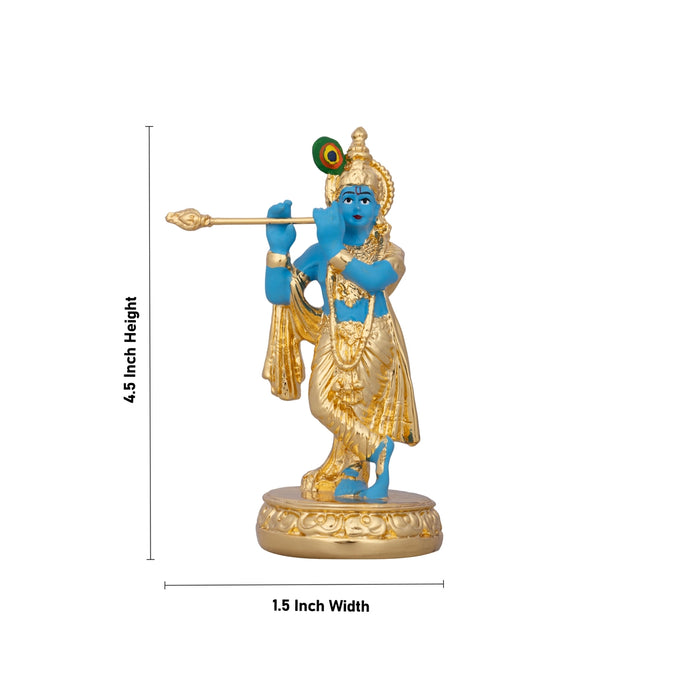 Flute Krishnan Statue - 4.5 x 1.5 Inches | Ceramic Sculpture/ Krishna Flute Statue for Pooja/ 90 Gms Approx