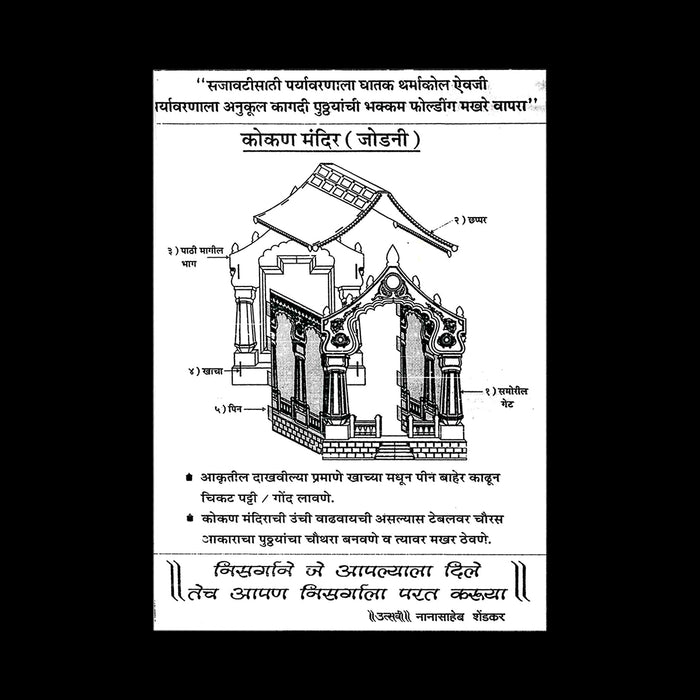 Ganpati Decoration Mandir - 8 x 6 Inches | Kokan Makhar Design Paper Mandir/ Eco Friendly Mandir Decoration