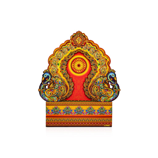 Ganpati Makhar Set - 39 Inches | Pooja Aasan/ Simhasan/ Eco Friendly Sinhasan/ Ganesh Makhar Decoration - Pooja Aasan & Bajot & Pooja Mat