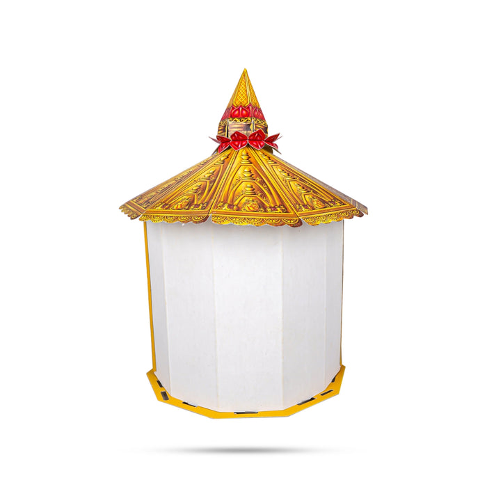 Ganpati Decoration Pooja Mandir Set - 26 Inches | Suvarna Makhar Design Paper Mandir/Eco Friendly Mandir Decor - Home Puja Mandir