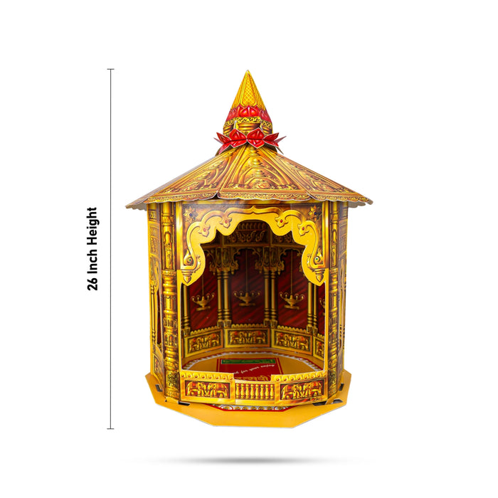 Ganpati Decoration Pooja Mandir Set - 26 Inches | Suvarna Makhar Design Paper Mandir/Eco Friendly Mandir Decor - Home Puja Mandir