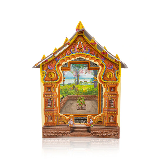 Ganpati Decoration Pooja Mandir - 36 Inches | Kokan Makhar Design Paper Mandir/ Eco Friendly Mandir Decoration - Home Puja Mandir