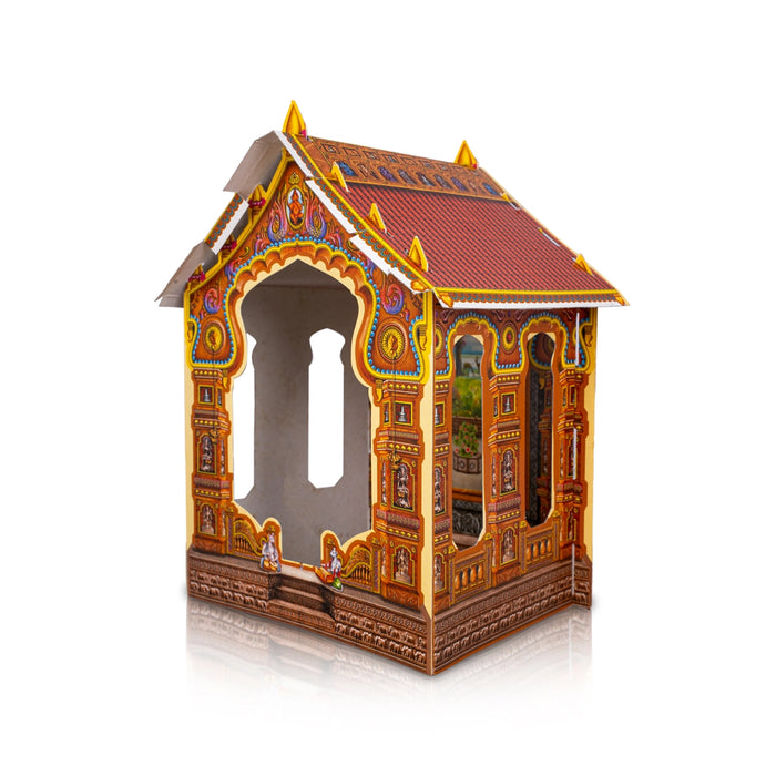 Ganpati Decoration Pooja Mandir - 36 Inches | Kokan Makhar Design Paper Mandir/ Eco Friendly Mandir Decoration - Home Puja Mandir