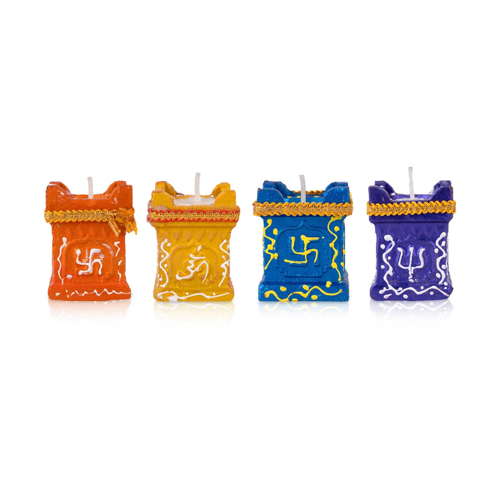 Tulasi Madam Design Wax Diya Set - 2 x 1.5 Inches | 4Pcs/ Decorative Lamp/Deepam for Diwali& Decoration Purpose - Decorative Lamp