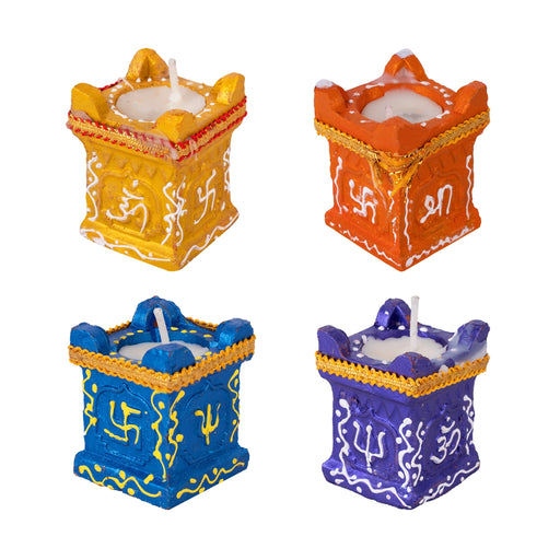 Tulasi Madam Design Wax Diya Set - 2 x 1.5 Inches | 4Pcs/ Decorative Lamp/Deepam for Diwali& Decoration Purpose - Decorative Lamp