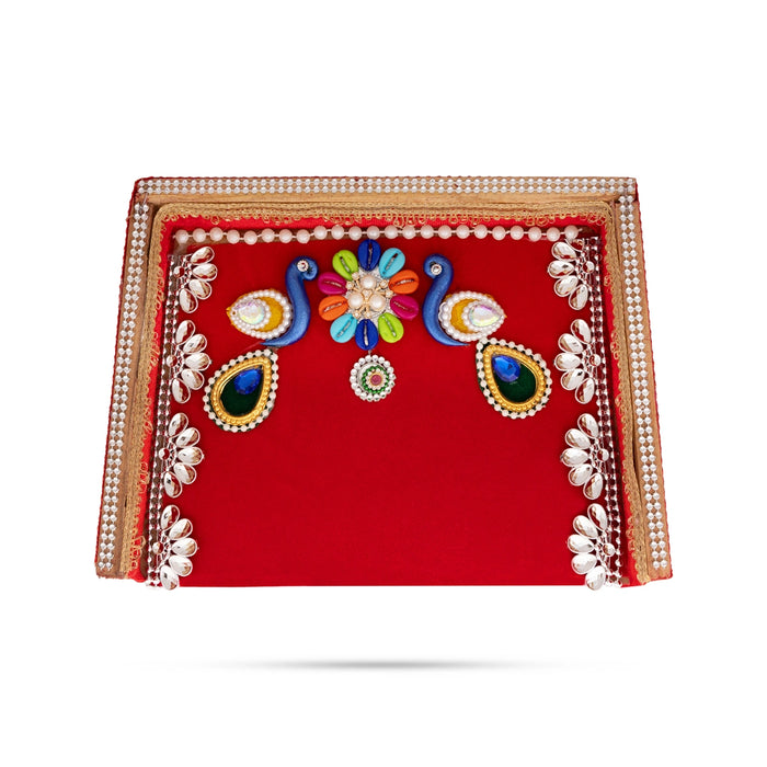 Decorative Moram - 1.5 x 6.5 Inches | Velvet & stone Design Supda/ Supli Tray For Wedding & Festive Decor
