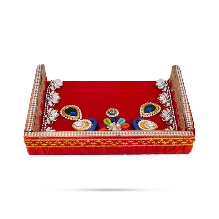 Decorative Moram - 1.5 x 6.5 Inches | Velvet & stone Design Supda/ Supli Tray For Wedding & Festive Decor