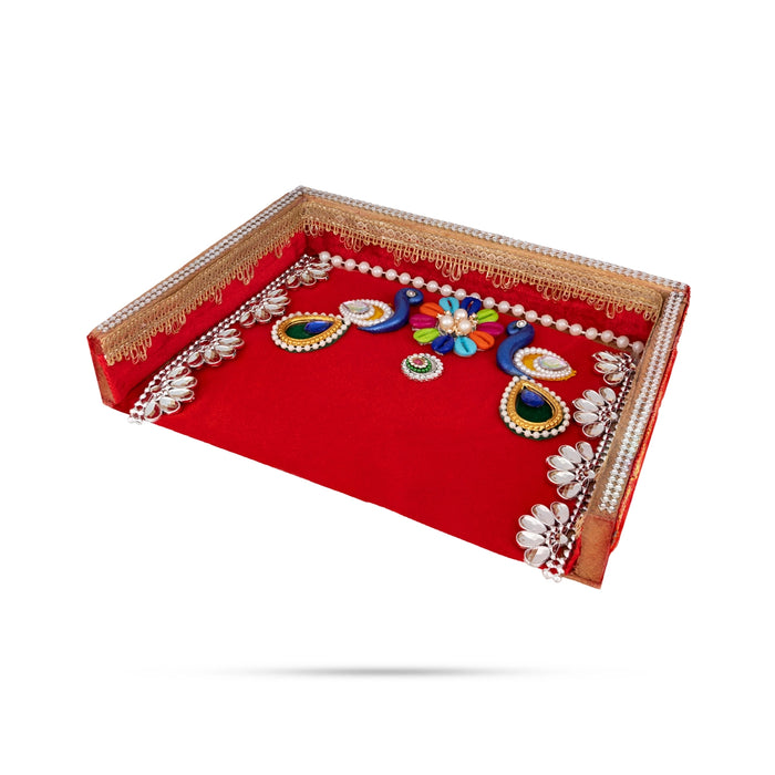 Decorative Moram - 1.5 x 6.5 Inches | Velvet & stone Design Supda/ Supli Tray For Wedding & Festive Decor