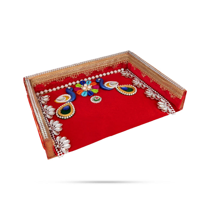 Decorative Moram - 1.5 x 6.5 Inches | Velvet & stone Design Supda/ Supli Tray For Wedding & Festive Decor