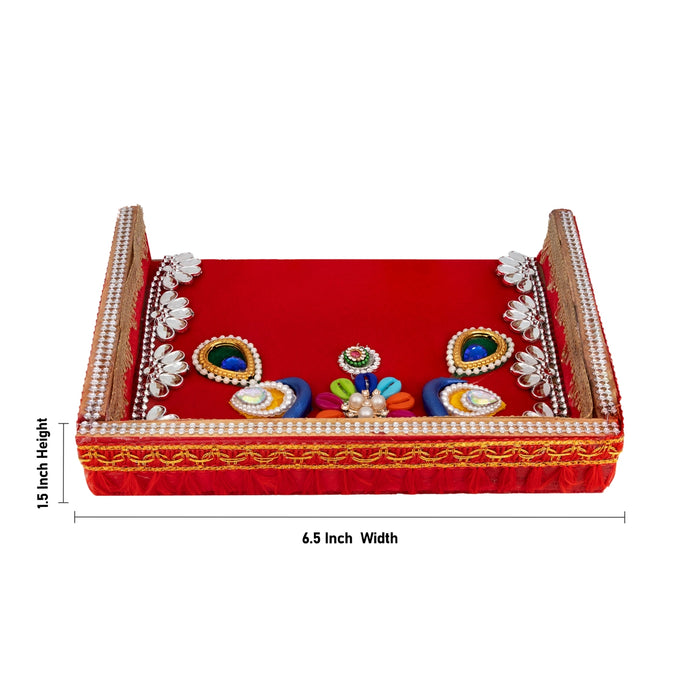 Decorative Moram - 1.5 x 6.5 Inches | Velvet & stone Design Supda/ Supli Tray For Wedding & Festive Decor