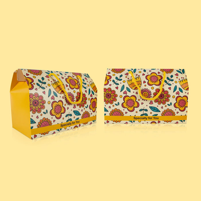 Paper Hamper Packing Box With Handle Set - 9 x 5 x 6 Inches | 5 Pcs/ Paper Gift Packages/ Packaging Box - Bags & Pouches