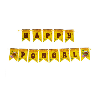 Happy Pongal Banner Pack | Paper Makar Sankranti Decor/ Pongal Theme Bunting Home Decor Wall Paper