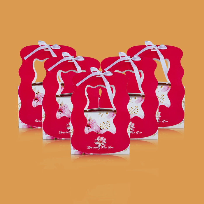 Paper Packing Box With Handle Set - 10.5 x 7 x 3.5 Inches | 5 Pcs/ Paper Gift Packages for Wedding - Bags & Pouches