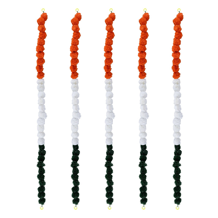 Toran Set - 55 x 2 Inches | 5 Pcs/Artificial Flower Thoran/ Tricolor Flower Mala Wall Hanging for Republic Day - Toran