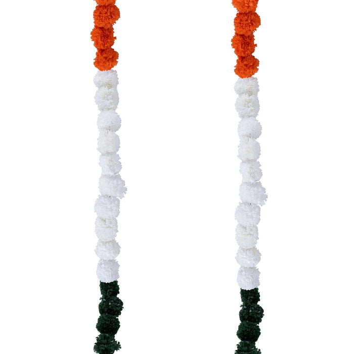 Toran Set - 55 x 2 Inches | 5 Pcs/Artificial Flower Thoran/ Tricolor Flower Mala Wall Hanging for Republic Day - Toran