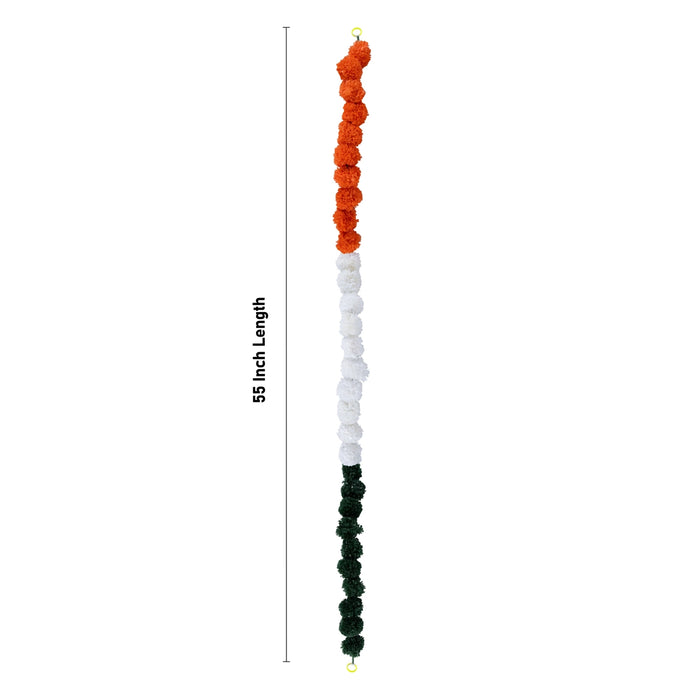 Toran Set - 55 x 2 Inches | 5 Pcs/Artificial Flower Thoran/ Tricolor Flower Mala Wall Hanging for Republic Day - Toran
