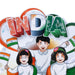 Childrens Holding Flag Banner - 22 x 18 Inches | Republic Theme Home Wall Decoration/ Republic Day Decor - Wall Hanging