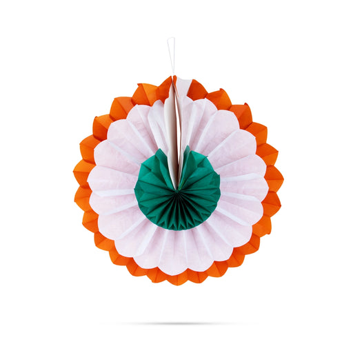Tricolour Lotus Paper Craft Wall Hanging - 9 x 22 Inches | Wall Decoration/ Wall Hanger/ Republic Day Decor - Wall Hanging