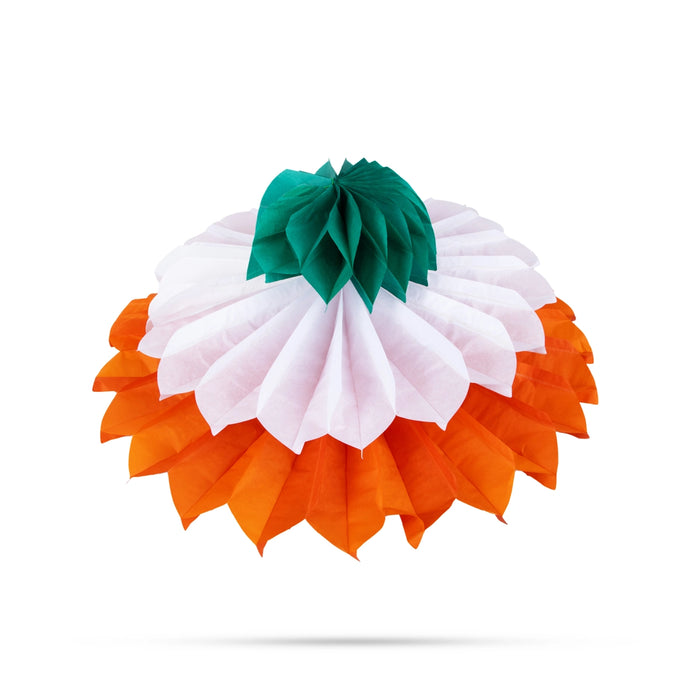 Tricolour Lotus Paper Craft Wall Hanging - 9 x 22 Inches | Wall Decoration/ Wall Hanger/ Republic Day Decor - Wall Hanging