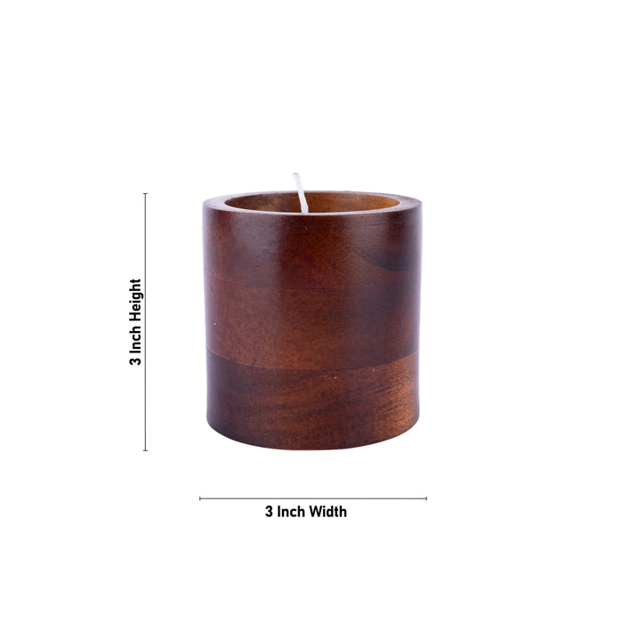 T Light Candle - 3 x 3 Inches | Wooden Tea Light Candle/ Candle Tealight for Home Decoration - Candles