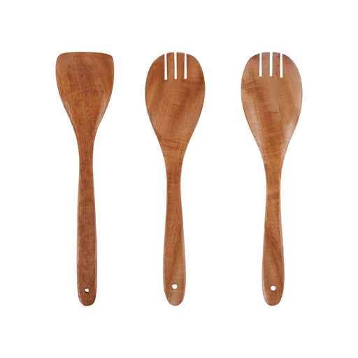 Wooden Spoon Set - 12 x 2.75 Inches | 3Pcs/ Non Stick Kitchen Utensil/Wooden Spatula/ Kitchen Spoon for Cooking - Kitchen