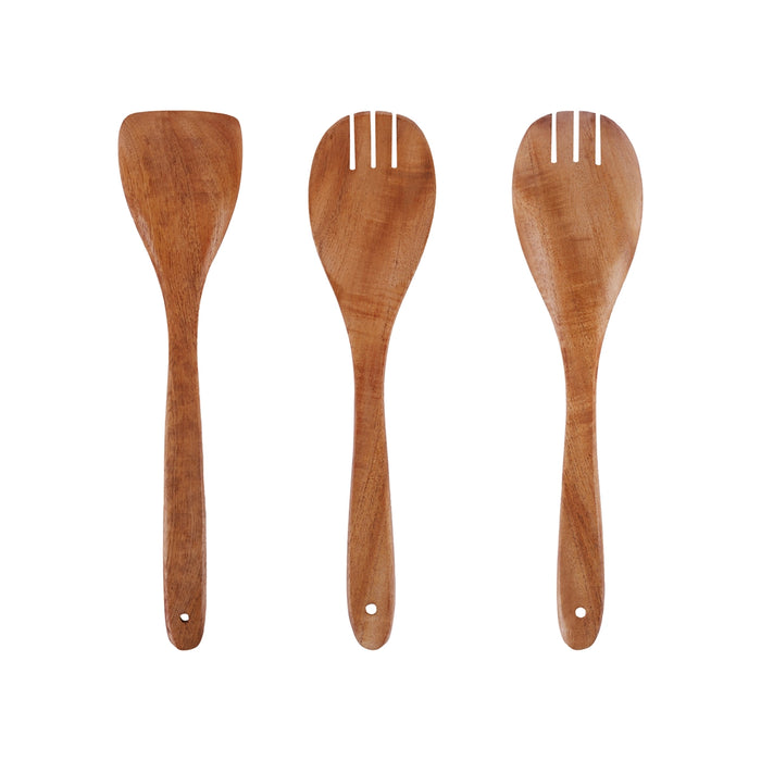 Wooden Spoon Set - 12 x 2.75 Inches | 3Pcs/ Non Stick Kitchen Utensil/Wooden Spatula/ Kitchen Spoon for Cooking - Kitchen