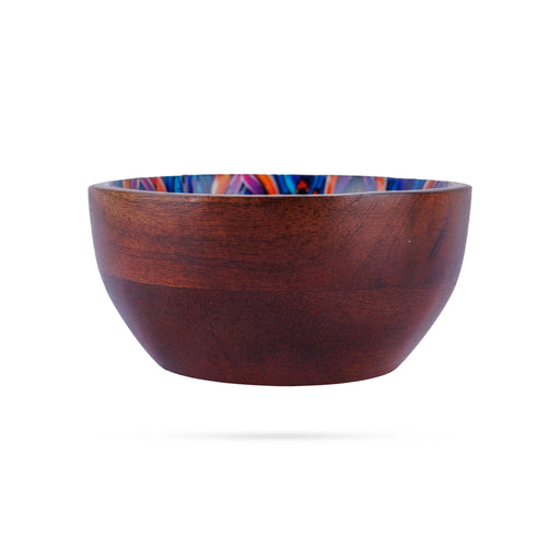 Wooden Bowl - 2.5 x 5 Inches | Enamel Design Wooden Cup/ Wooden Salad Bowl/ Wooden Fruit Bowl for Home - Bowls