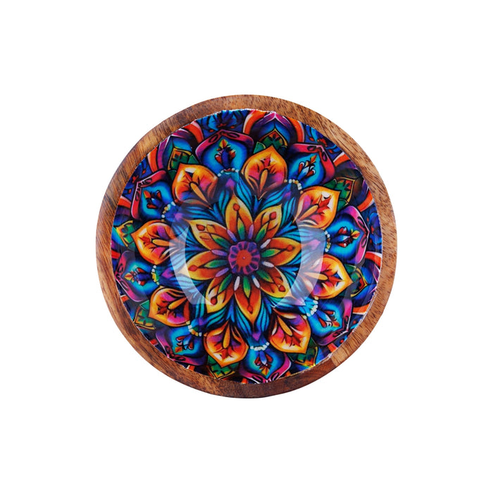 Wooden Bowl - 2.5 x 5 Inches | Enamel Design Wooden Cup/ Wooden Salad Bowl/ Wooden Fruit Bowl for Home - Bowls