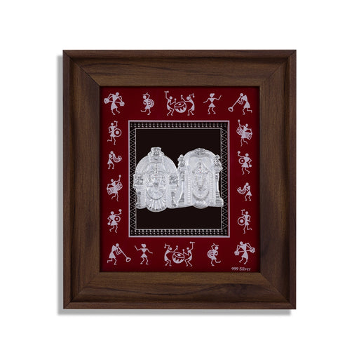 Balaji Thayar Photo Frame - 8 X 7 Inches | 999 Silver Foil Picture Frame/ Wall Picture For Pooja Room - Hindu God Photos & Frames